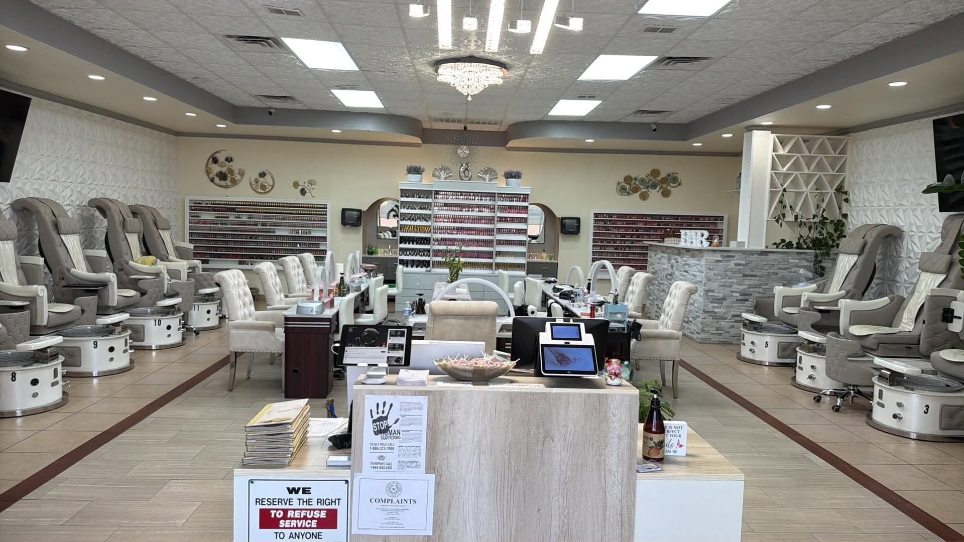 A calm, warmly lit treatment area at Classy Nail Bar